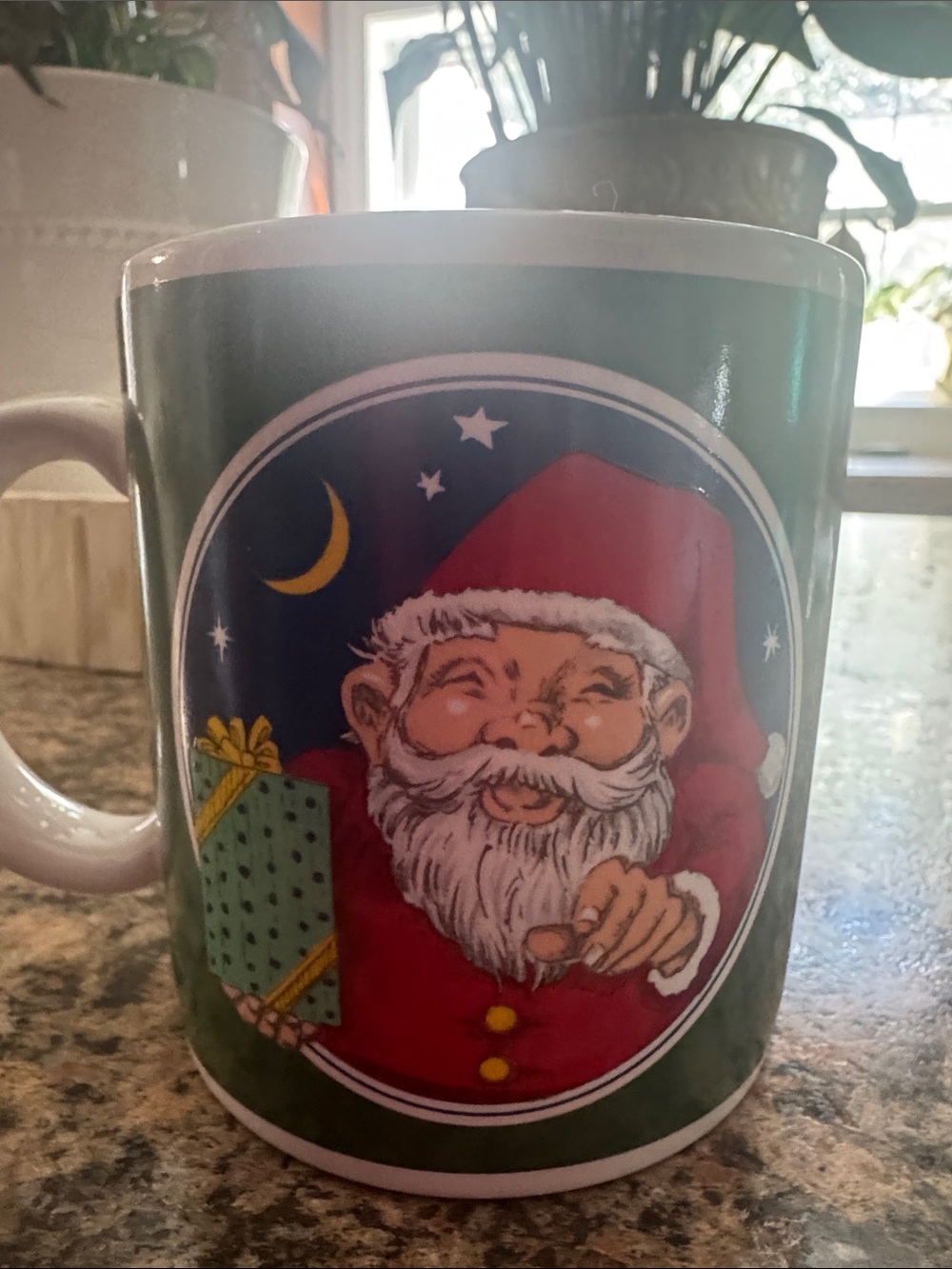 Mid 50’s made in Japan stampFestive Green Santa Ceramic Coffee Mug